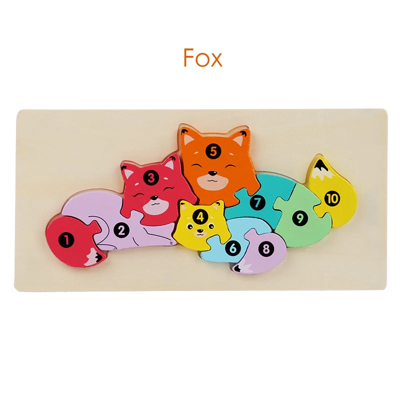 2024 Popular Funny Wooden 3d Puzzle Game Montessori Educational for Children Learning Jigsaw Wooden Animal Family Puzzle - Image 10