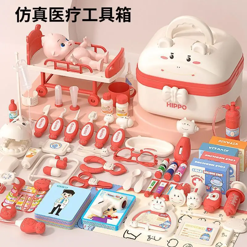Wholesale Medical Kit with Storage Box Hippo Hot Sale Doctor Pretend Play Set with Light & Sound Dentist Role Play Set for Kids - Image 5