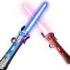 Unisex Children's Simulation Laser Sword Retractable Plastic LED Flashing Knife Planet Toys with Sound for Boys Gift
