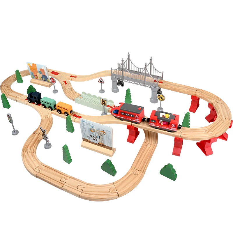 Hot Selling Wooden Railway Construction Wooden Puzzle Toy Montessori Educational Toys Creative Track Train - Image 4