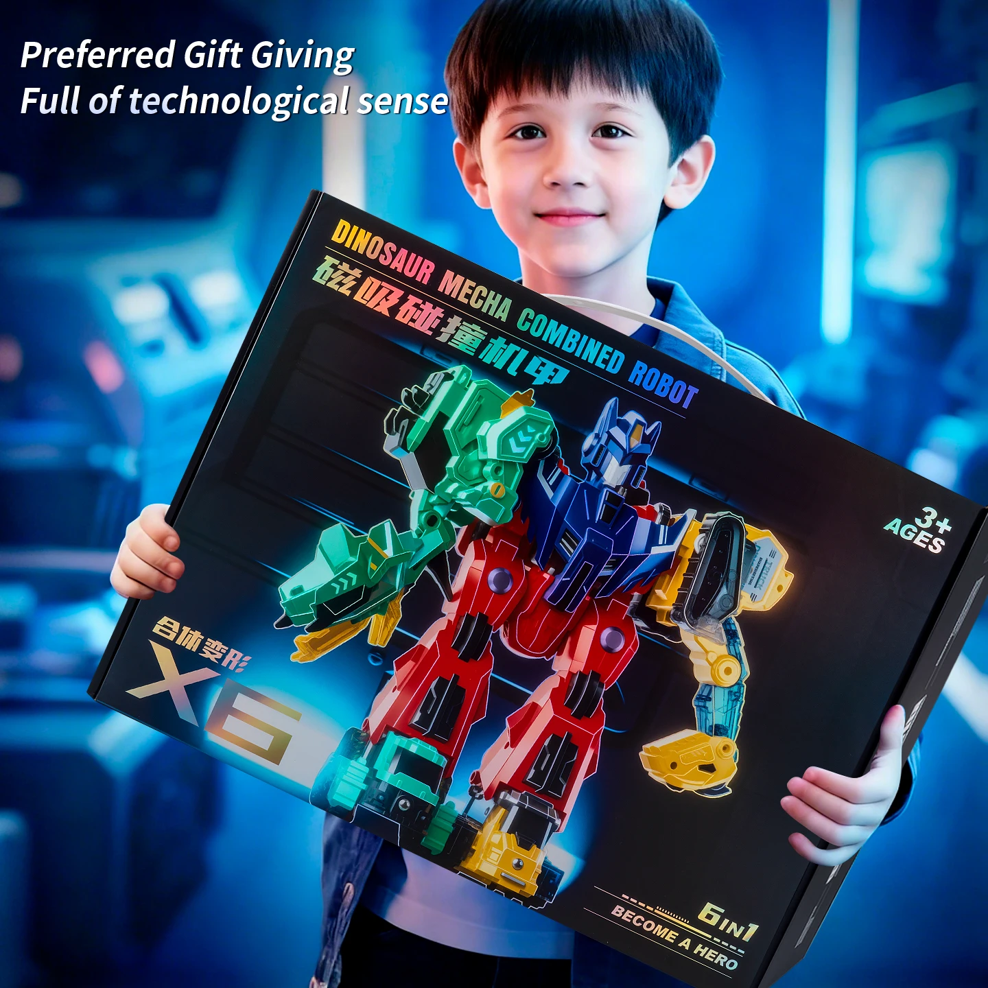 Hot Selling Christmas Gifts for Boys 6-in-1 Transformable Magnetic Attraction Dinosaur Robot Transforming Puzzle Toys for Kids - Image 3