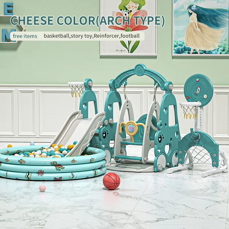 6 in 1 Indoor Room Plastic Swing Slide Toy Set HDPE Material Baby Climbing Equipment with Slide for Park Children's Playground - Image 18