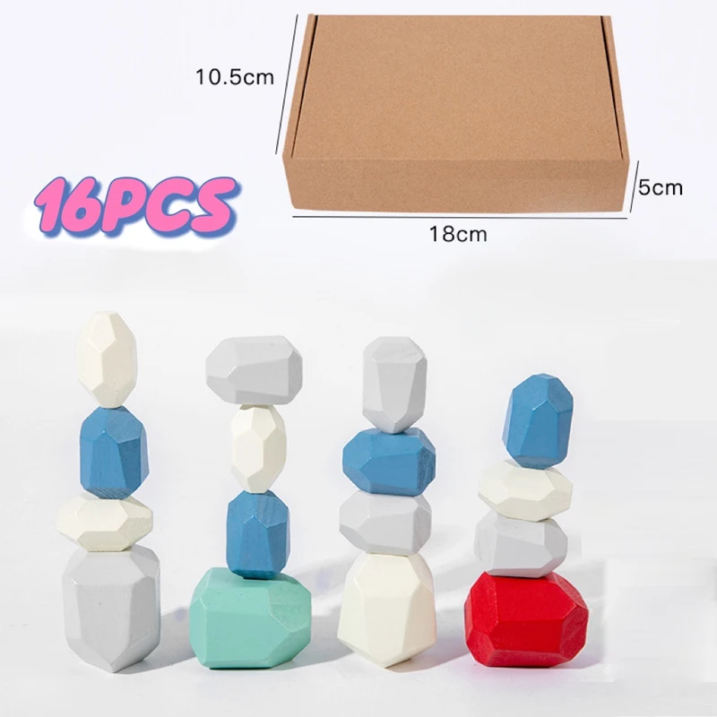 High Quality Children Wooden Rainbow Stacking Stone Game Montessori Educational Balance Building Blocks for Kids - Image 8