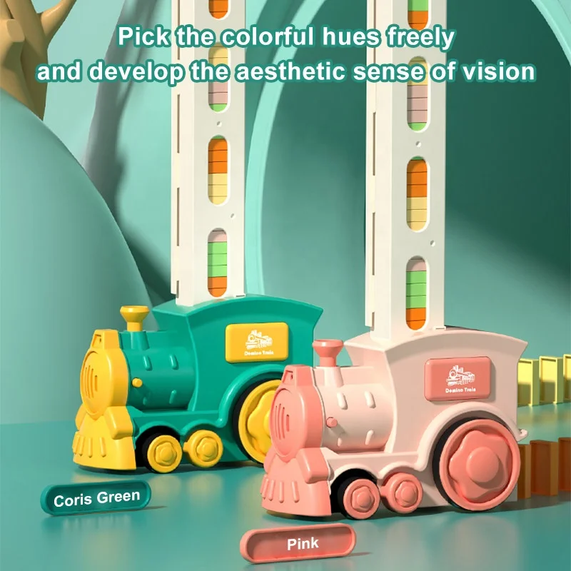 Domino Tokens Mexicain Kids Toys Electric Little Train Domino Building Block Toy Kids STEM Building Montessori Toys - Image 2