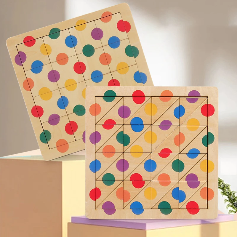 High Quality Pattern Creative Shape Color Cognitive Board Games Building Blocks Children Educational Wooden Puzzle Toys Kids - Image 2