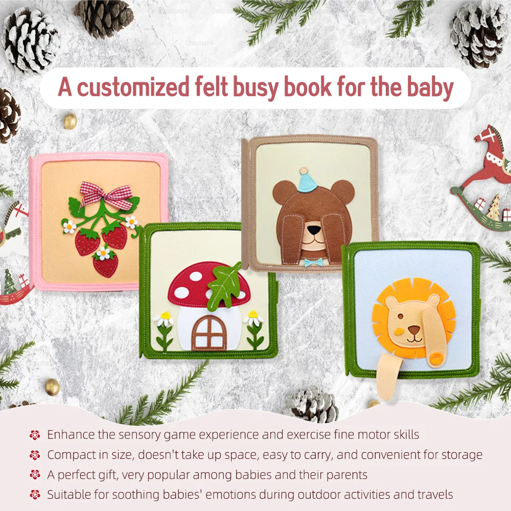 Preschool Montessori Educational Learning Toys Soft Activity Books for Babies Felt Activity Busy Book Quiet Book for Toddlers - Image 3