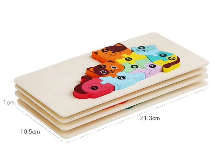2024 Popular Funny Wooden 3d Puzzle Game Montessori Educational for Children Learning Jigsaw Wooden Animal Family Puzzle - Image 2