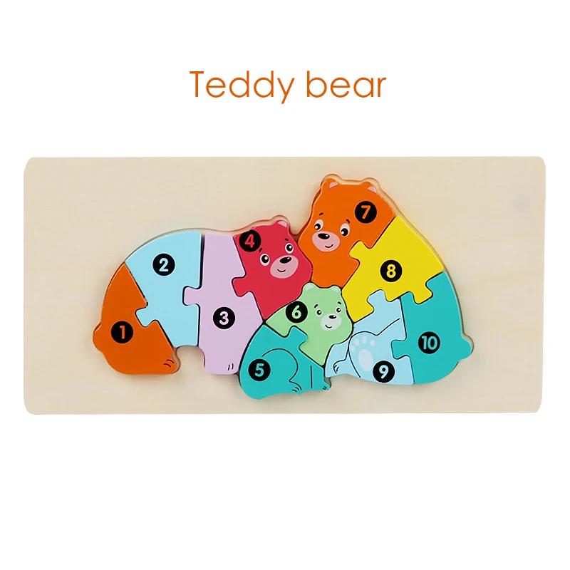 2024 Popular Funny Wooden 3d Puzzle Game Montessori Educational for Children Learning Jigsaw Wooden Animal Family Puzzle - Image 9