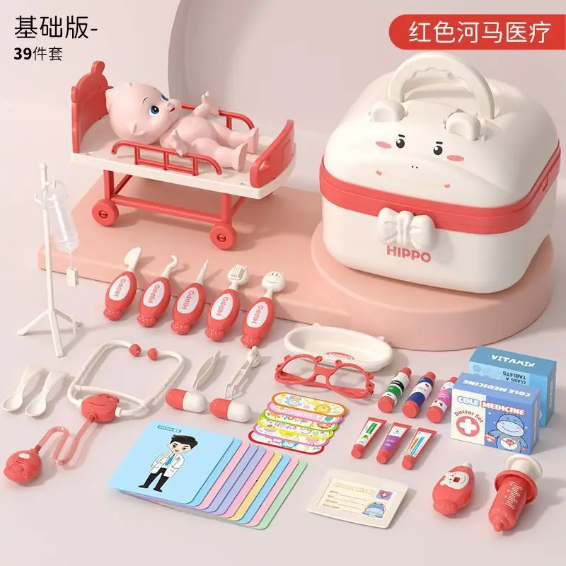 Wholesale Medical Kit with Storage Box Hippo Hot Sale Doctor Pretend Play Set with Light & Sound Dentist Role Play Set for Kids - Image 4