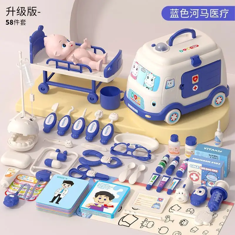 Wholesale Medical Kit with Storage Box Hippo Hot Sale Doctor Pretend Play Set with Light & Sound Dentist Role Play Set for Kids - Image 17