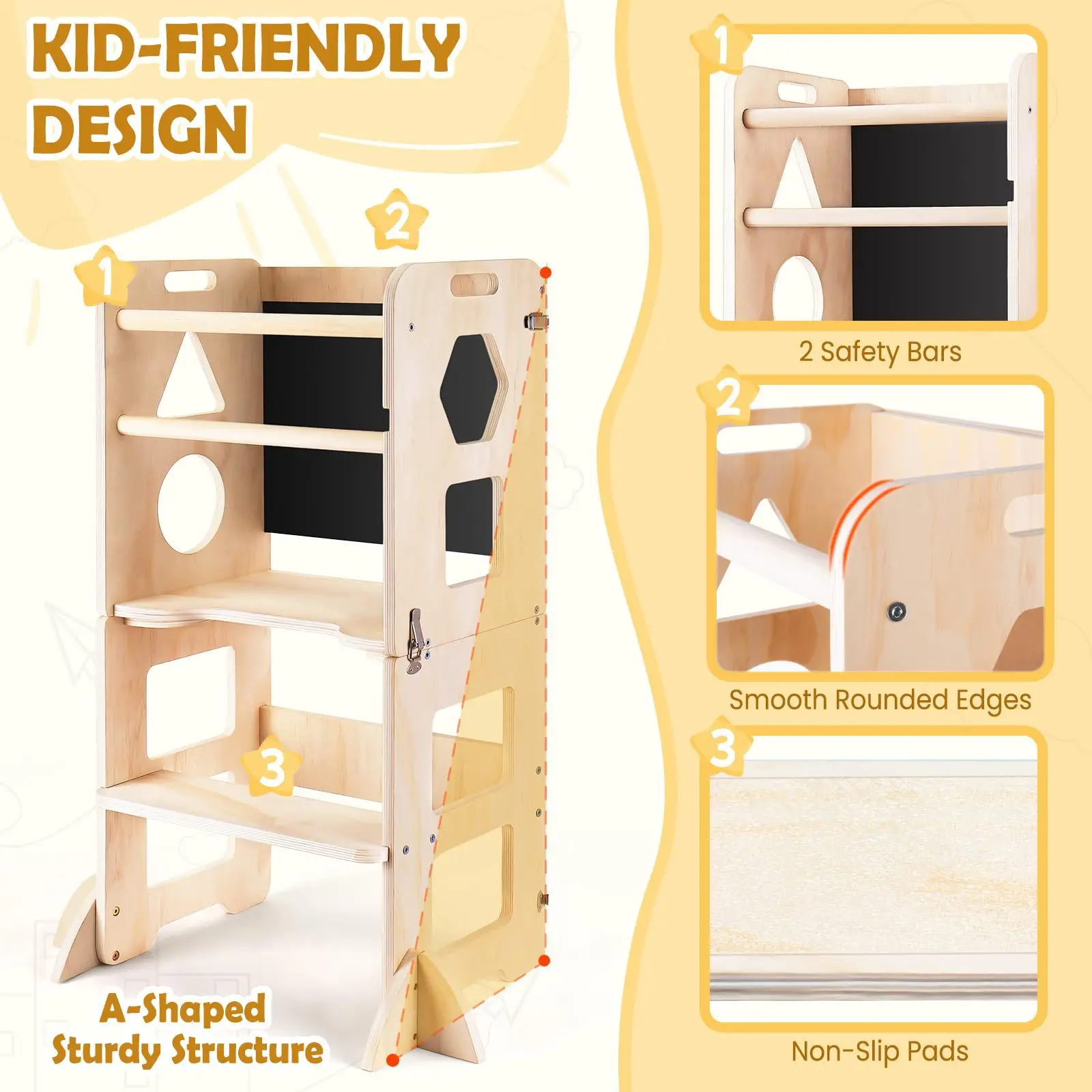 Customise Wooden Montessori Educational Learning Tower Kids Wooden Standing Tower - Image 5
