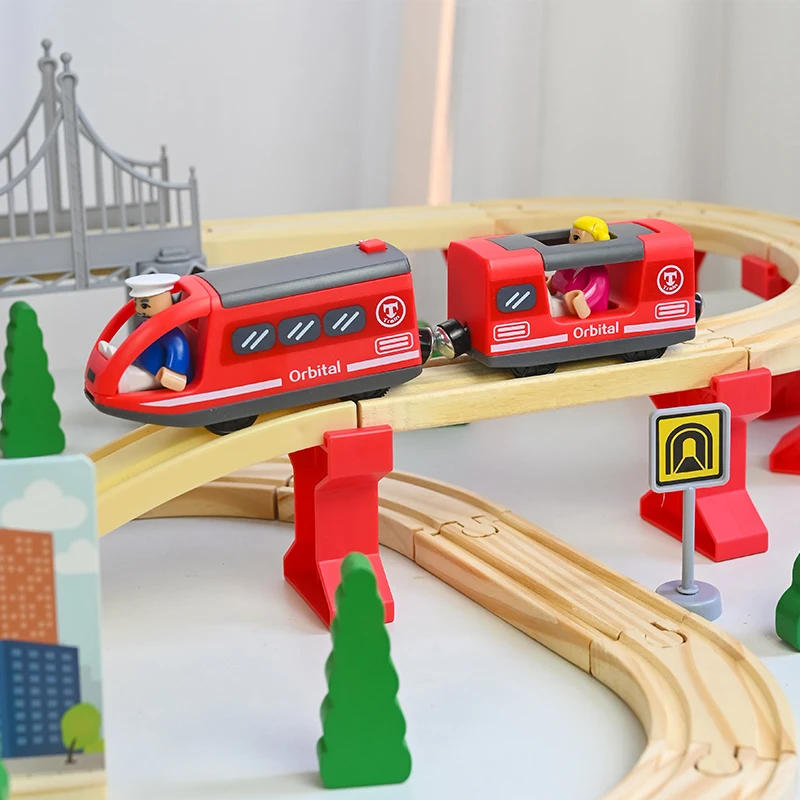 Hot Selling Wooden Railway Construction Wooden Puzzle Toy Montessori Educational Toys Creative Track Train - Image 2