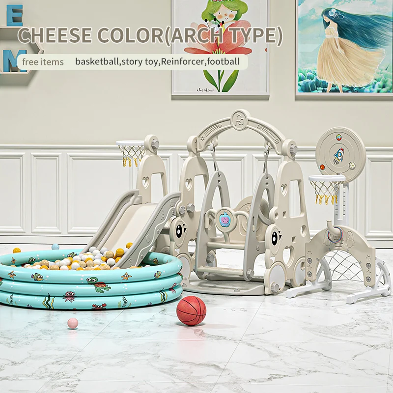 6 in 1 Indoor Room Plastic Swing Slide Toy Set HDPE Material Baby Climbing Equipment with Slide for Park Children's Playground - Image 22