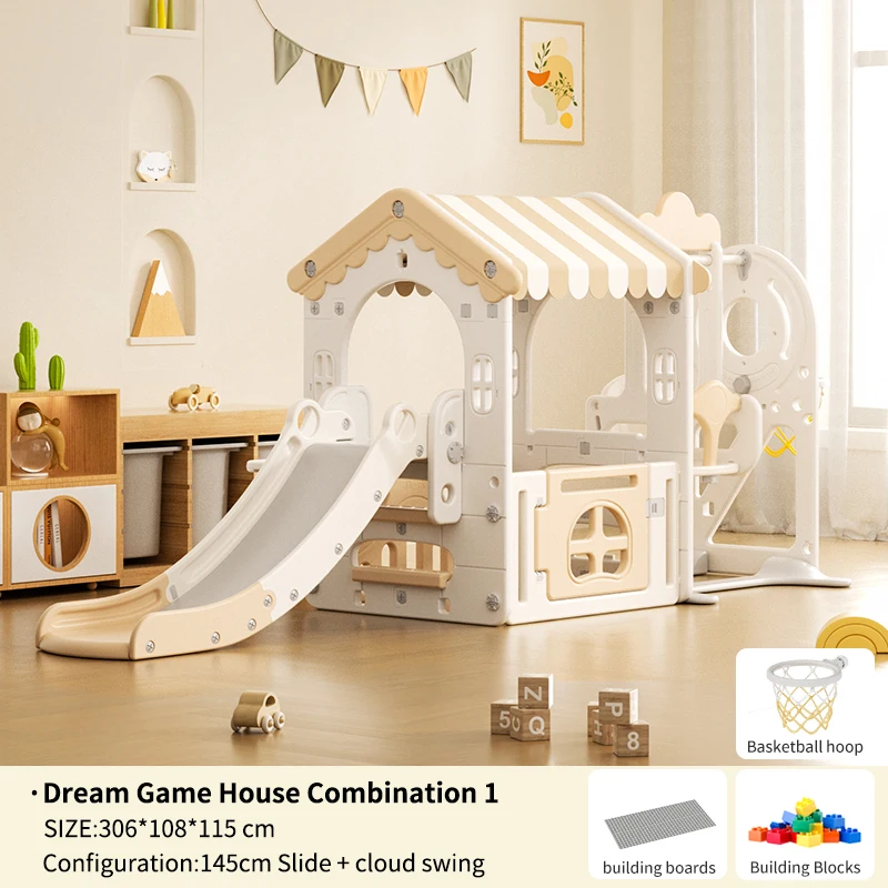 Feelkids Dream Tent Playhouse Children's Playground Plastic Toy Baby White Swing and Slide for Kids Indoor - Image 12