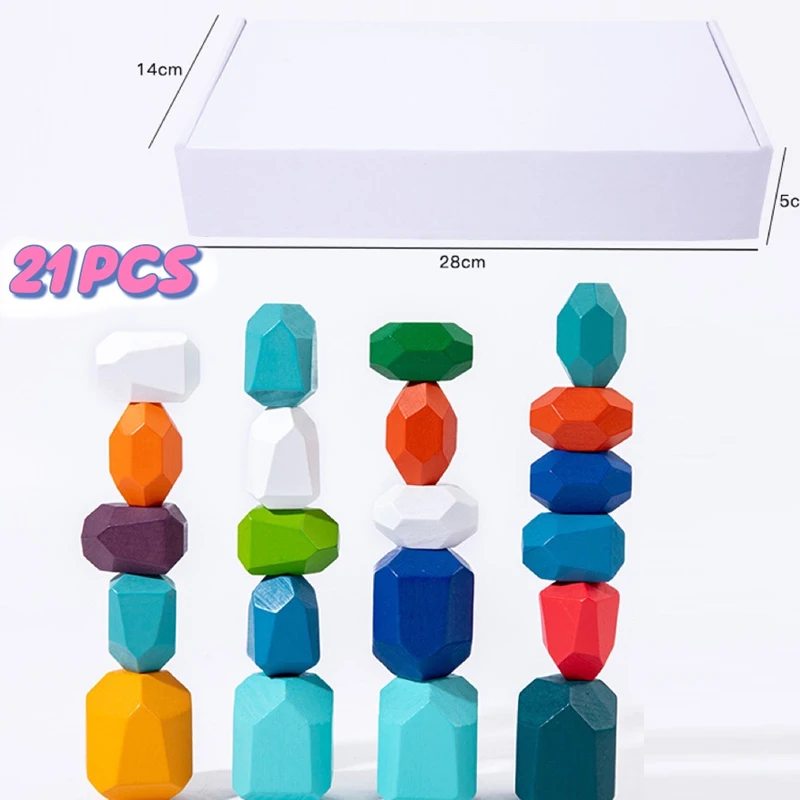 High Quality Children Wooden Rainbow Stacking Stone Game Montessori Educational Balance Building Blocks for Kids - Image 10