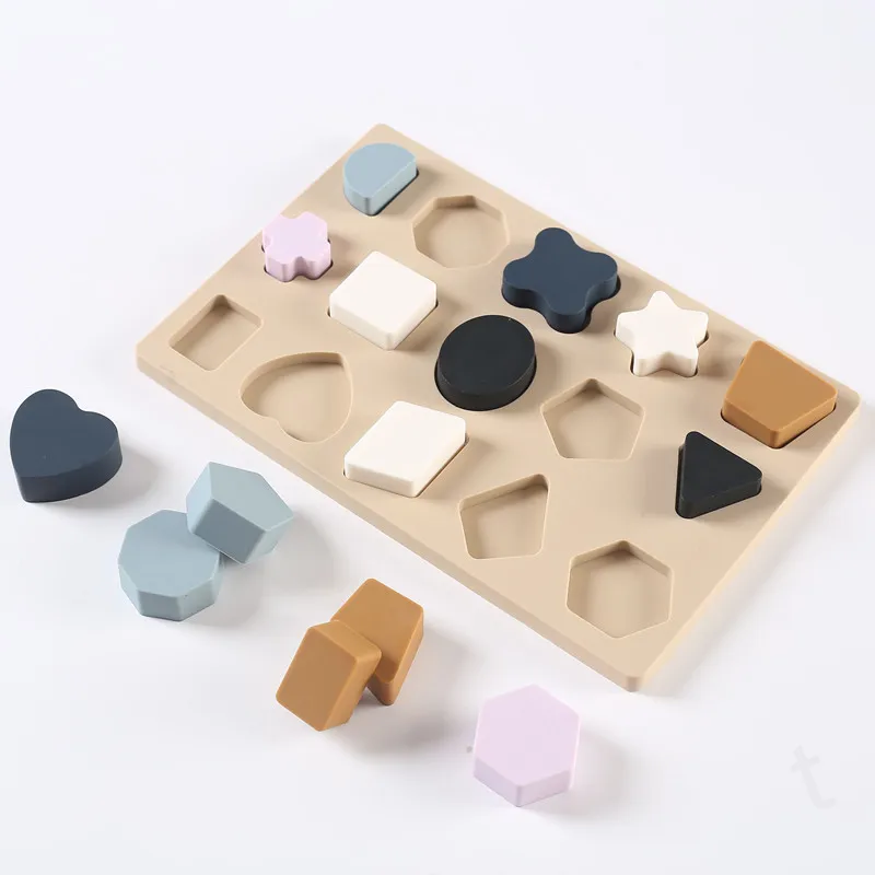 Early Learning Silicone Geometric Puzzle Board Set Montessori Idea Children Brain Development Toys Game Function Toys - Image 4