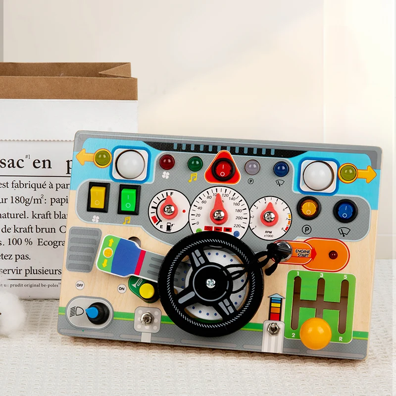 Children Early Educational Montessori Busy Steering Wheel Simulation Driving Experience Driving Fun Wooden Toys - Image 3