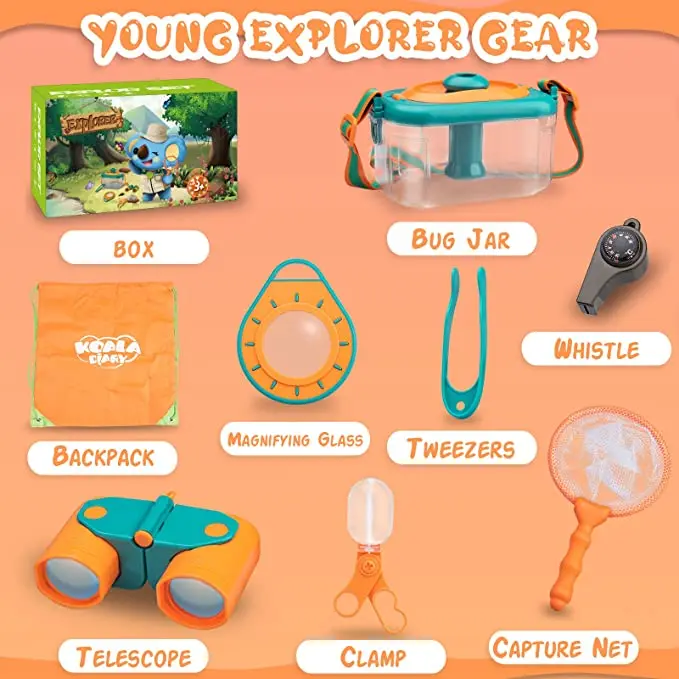 Outdoor Explorer Set Other Educational Toys for Kids 2023 with Bug Catching Magnifying Glass, Butterfly Net,Critter Keeper, Bino - Image 2