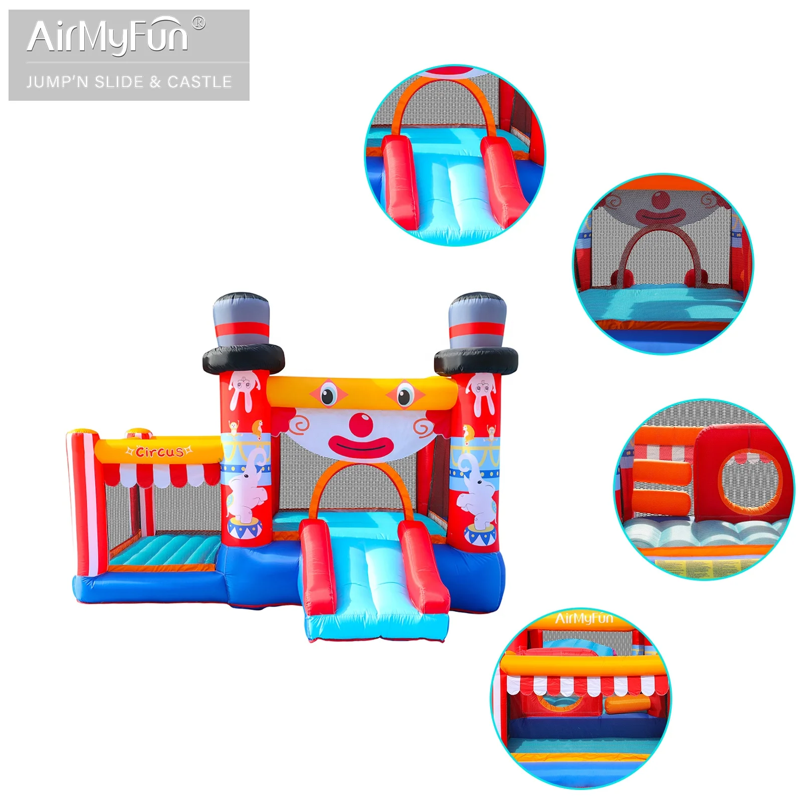 AirMyFun Clown Bounce House Playground Jumping Slide Bouncer Combo Bouncy Castle Inflatable for Sale - Image 3