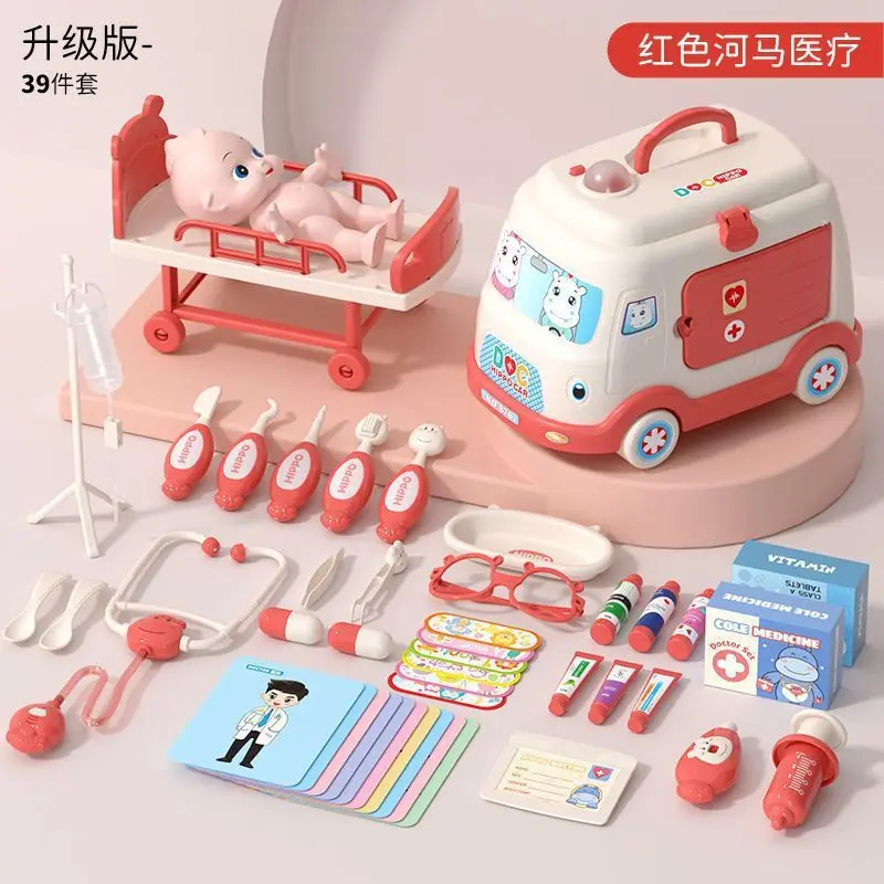 Wholesale Medical Kit with Storage Box Hippo Hot Sale Doctor Pretend Play Set with Light & Sound Dentist Role Play Set for Kids - Image 13