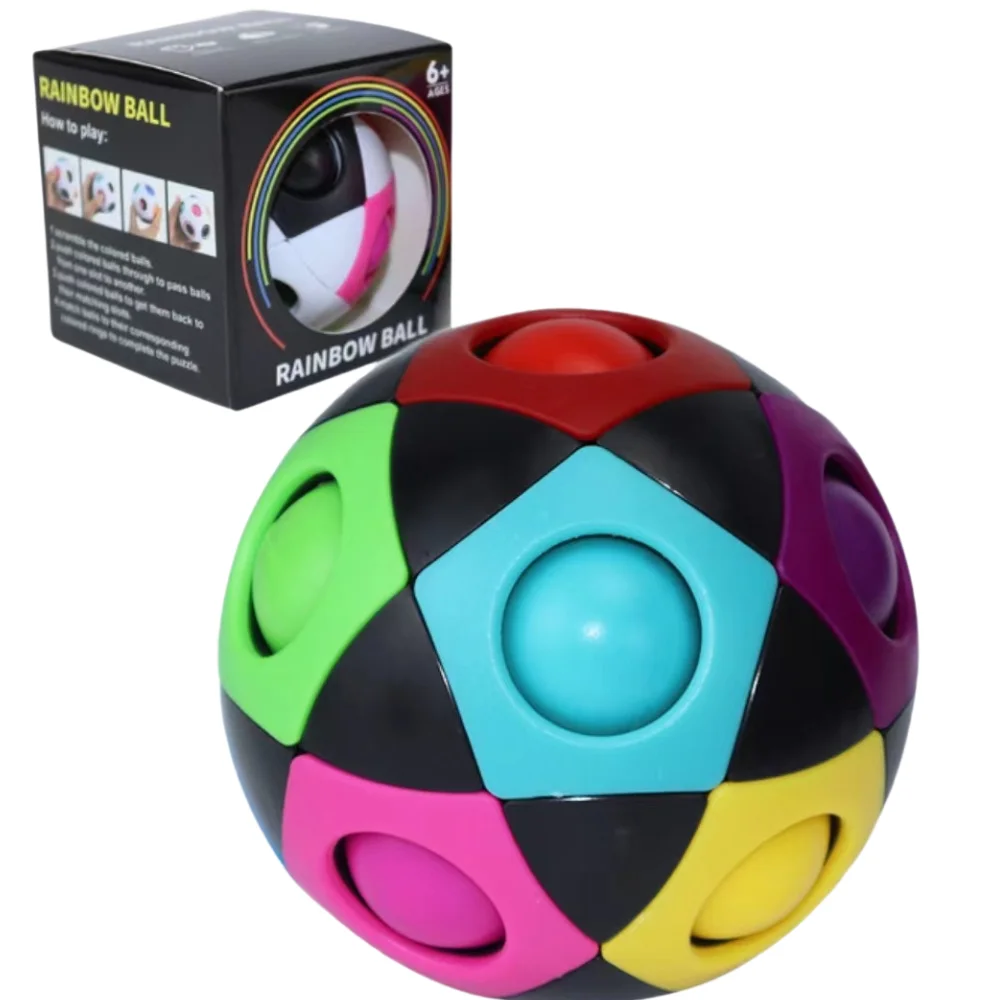2.76 Inch 12 Holes Magic Rainbow Puzzle Cube Ball Unisex Anti-Stress Fidget Toy for Kids - Image 6