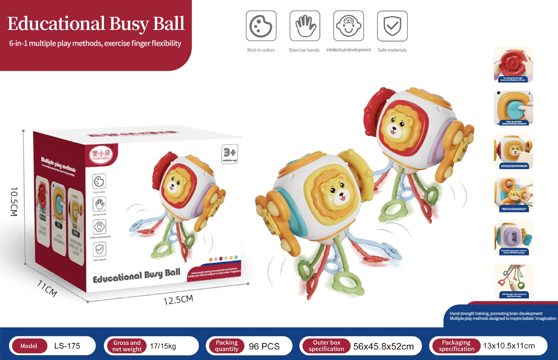 Baby Busyball Sensory Ball Baby Enlightenment Puzzle Cube Polyhedron Cube Multi-functional Sensory Toys for Early Education - Image 7