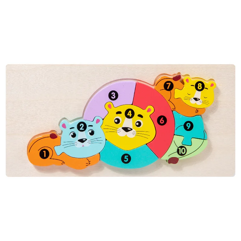 2024 Popular Funny Wooden 3d Puzzle Game Montessori Educational for Children Learning Jigsaw Wooden Animal Family Puzzle - Image 11