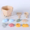 Hot-Selling Silicone Beach Bucket Cross-Border Ocean Series Handheld Water Play Parent-Child Beach Toy Set Sand Summer