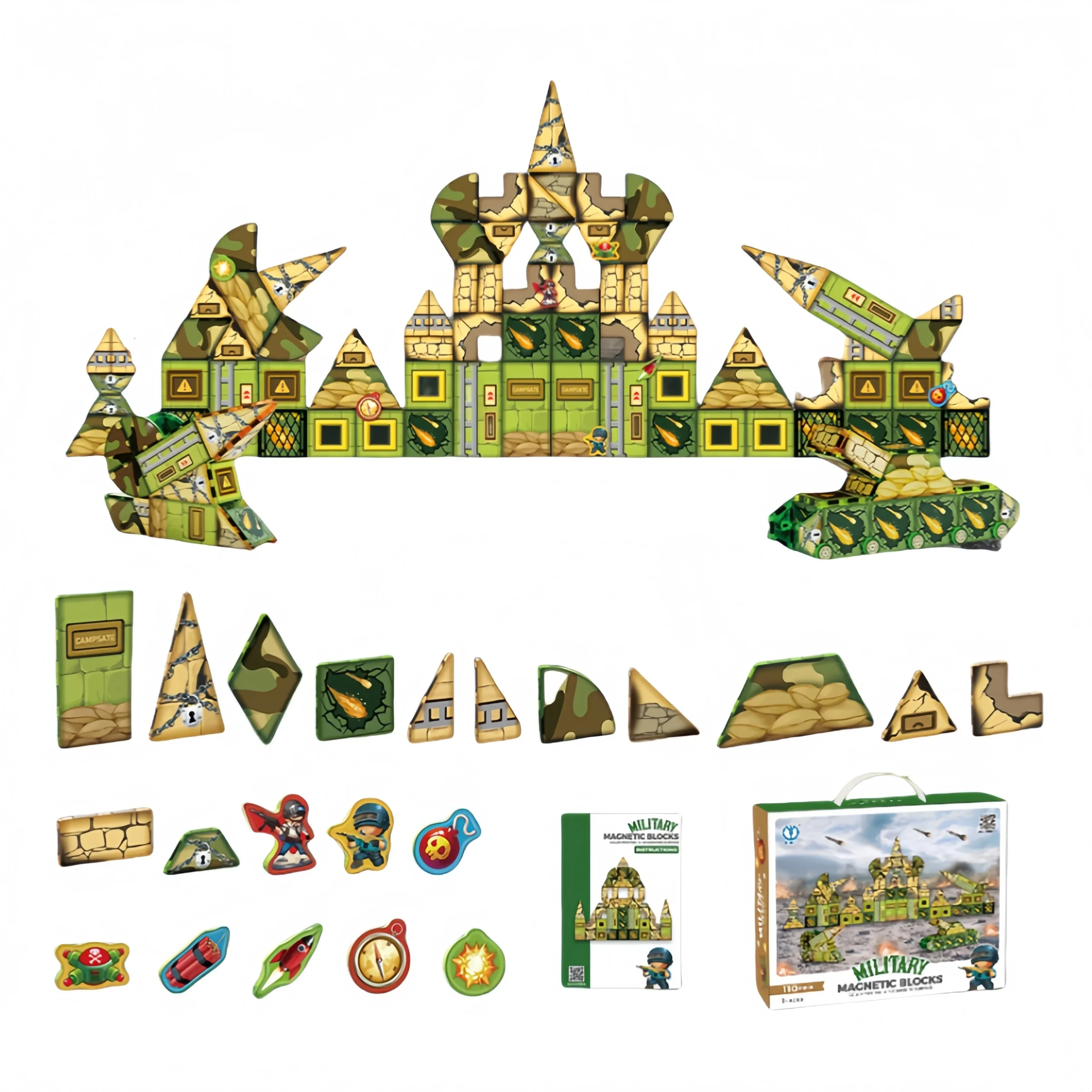 110pcs Army Building Blocks Set Montessori Toys Transparent 3D Magnetic Tiles Magic Magnetic Building Blocks for Kids - Image 2