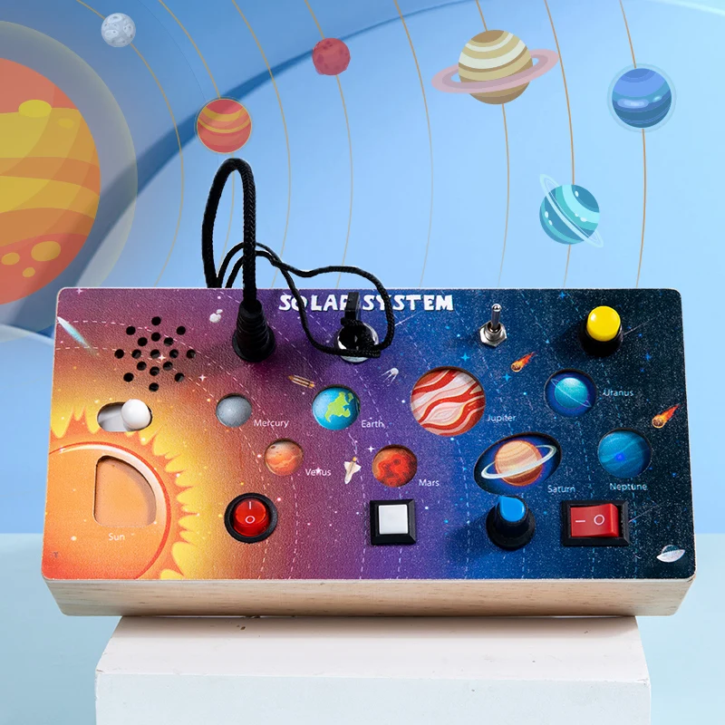 Wooden Space Planet Switch Simulation Busy Board Children's Early Education Educational Toy Montessori - Image 4