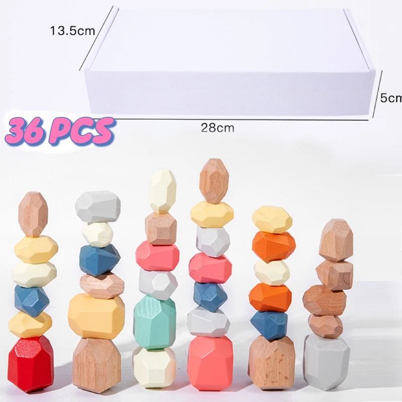 High Quality Children Wooden Rainbow Stacking Stone Game Montessori Educational Balance Building Blocks for Kids - Image 12