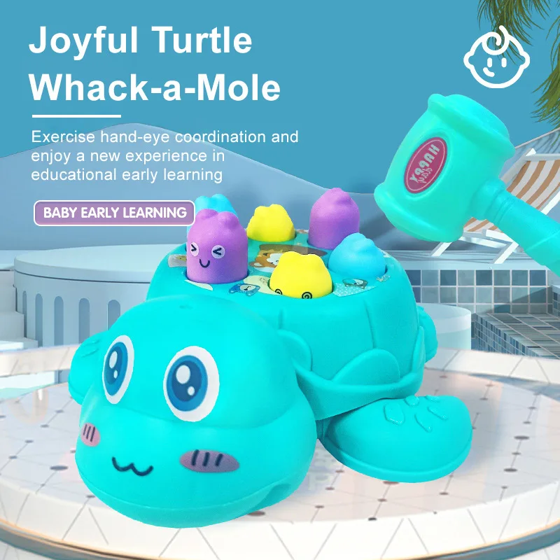 Montessori Toys Decompression Early Educational Children Plastic Cartoon Cute Turtle Finger Whack-A-Mole Toy for Kids Pounding - Image 2