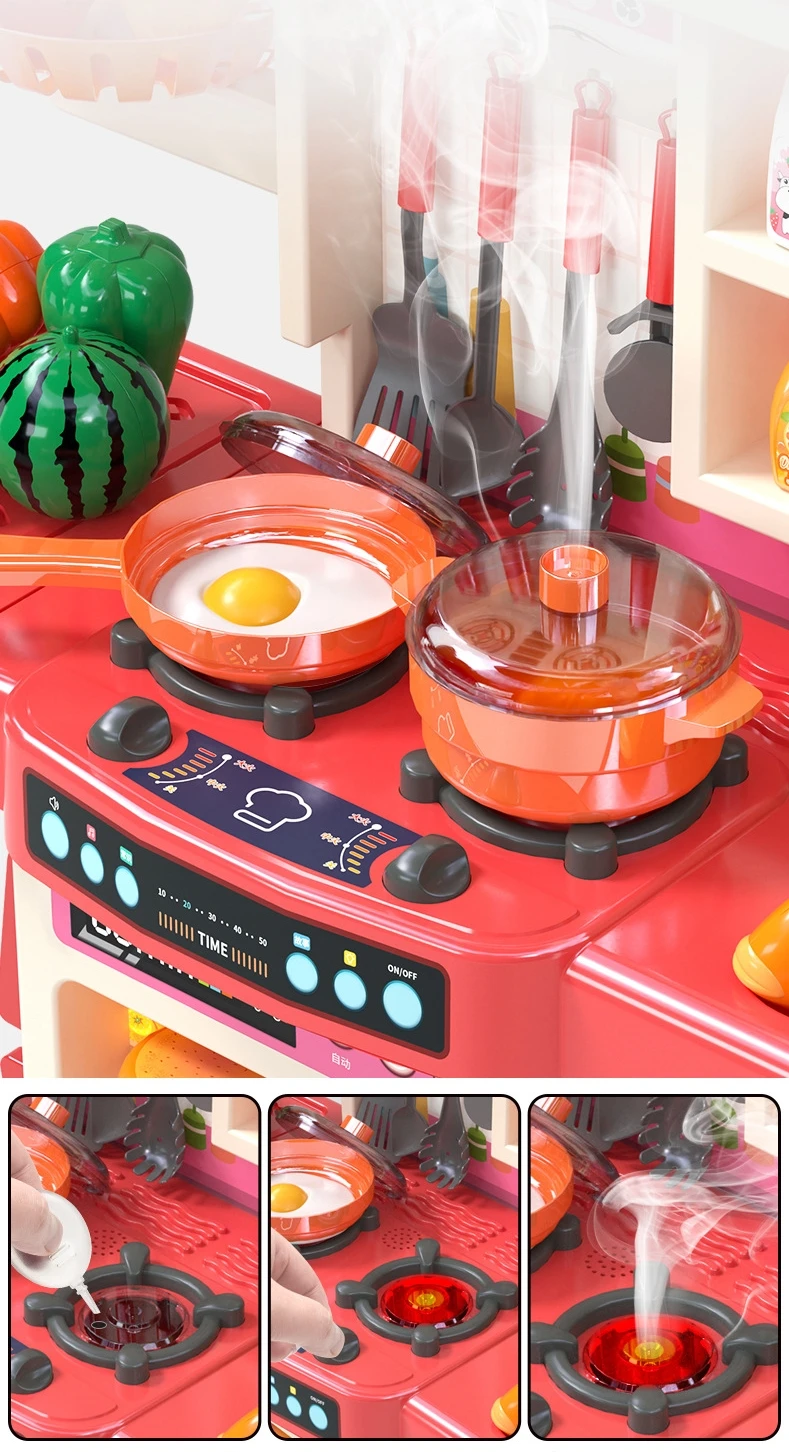 2025 Newest 95 cm Musical Lights Kitchen Toys Pretend Play Toy Kitchen for Children - Image 6