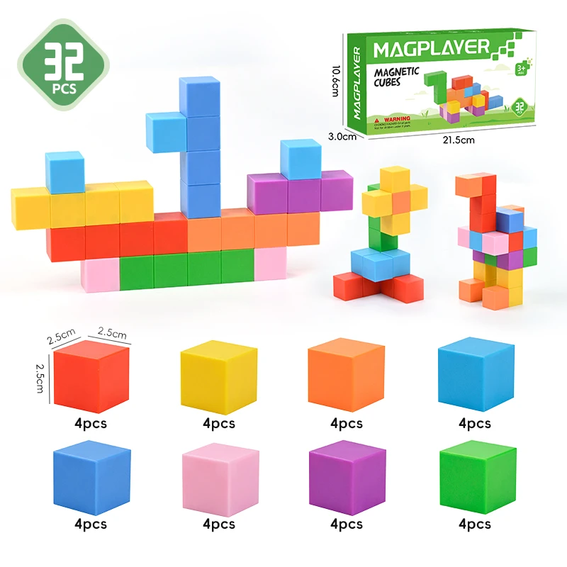 Toddler Kids Educational Toys 3D DIY Magnet Blocks Set 2.5cm Magnetic Building Block Cubes for Children - Image 7