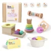 Wooden Montessori Collection Box 16 Pieces Set Non Toxic Paint High Quality comfort Toy for Toddler 6-9 Months