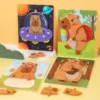2025 New Wholesale Wooden Cartoon Animal 3D Puzzle Jigsaw Puzzle Activity Board Early Education Montessori Children's Toys