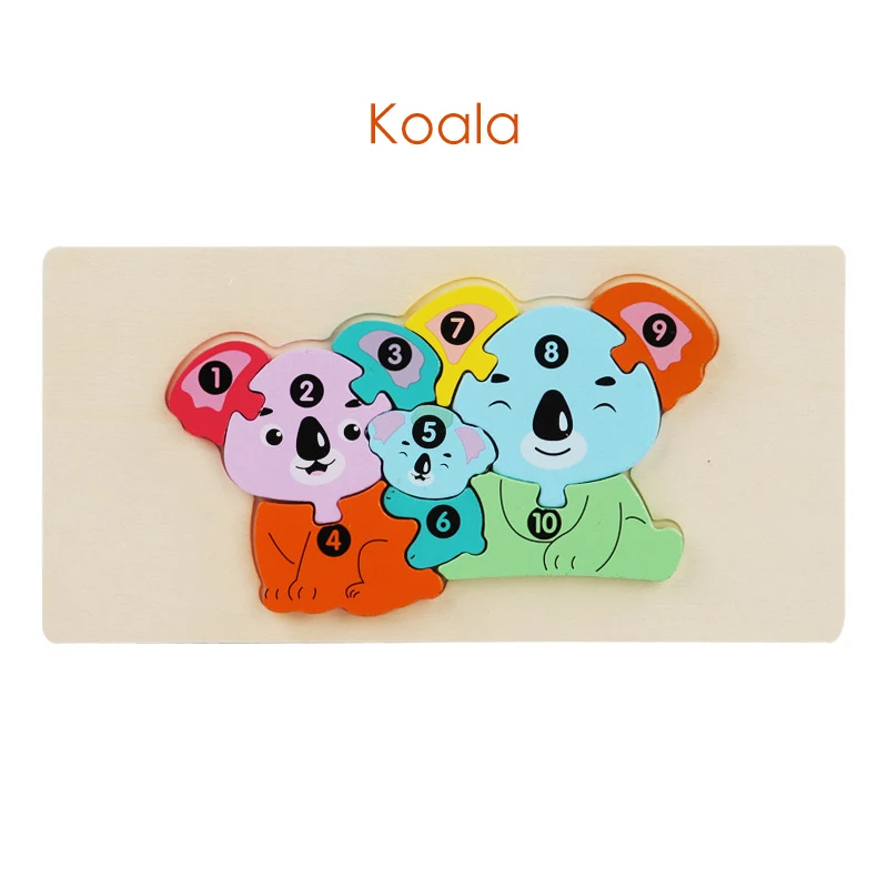 2024 Popular Funny Wooden 3d Puzzle Game Montessori Educational for Children Learning Jigsaw Wooden Animal Family Puzzle - Image 7
