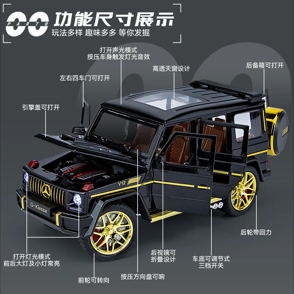 CHEZHI 1:24 Diecast G63 Alloy Cool Metal Rear Wheel Has Return Force Off-road Vehicle Model Boy Collects - Image 2