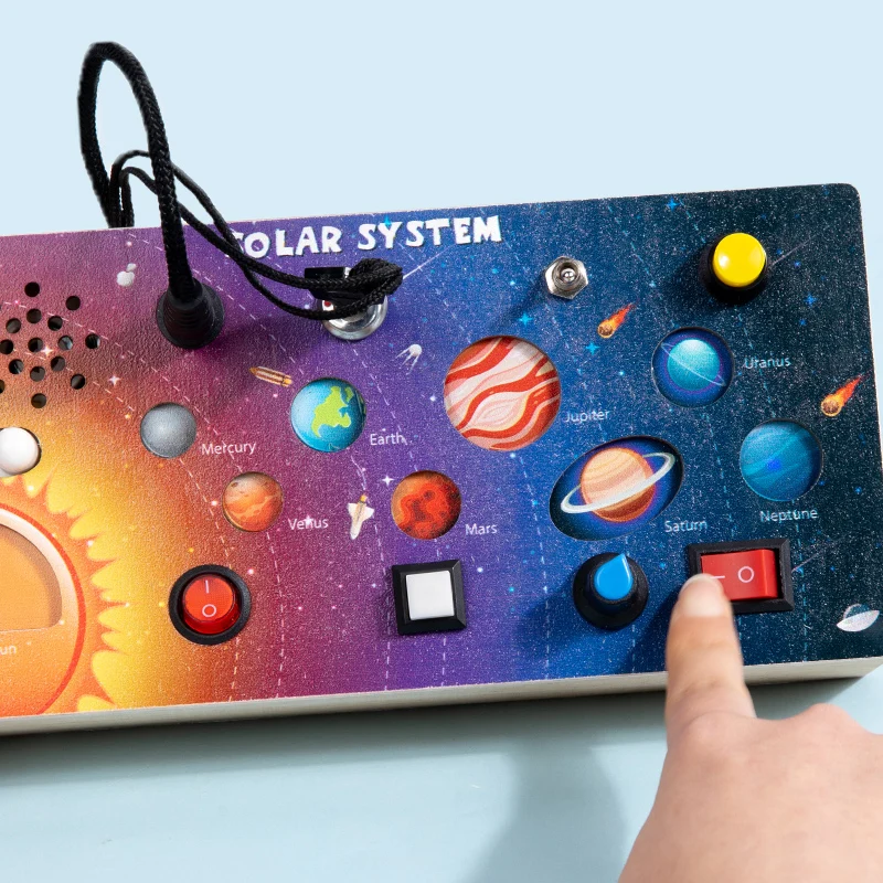 Wooden Space Planet Switch Simulation Busy Board Children's Early Education Educational Toy Montessori - Image 5