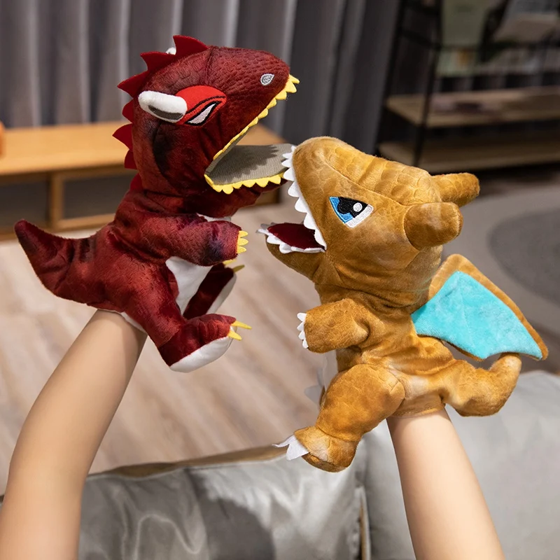Dinosaur Animal Hand Puppets Tyrannosaurus Rex Plush Gloves Show Props Tiger Animal Mouths Move Rabbit Plush Toys - Image 4