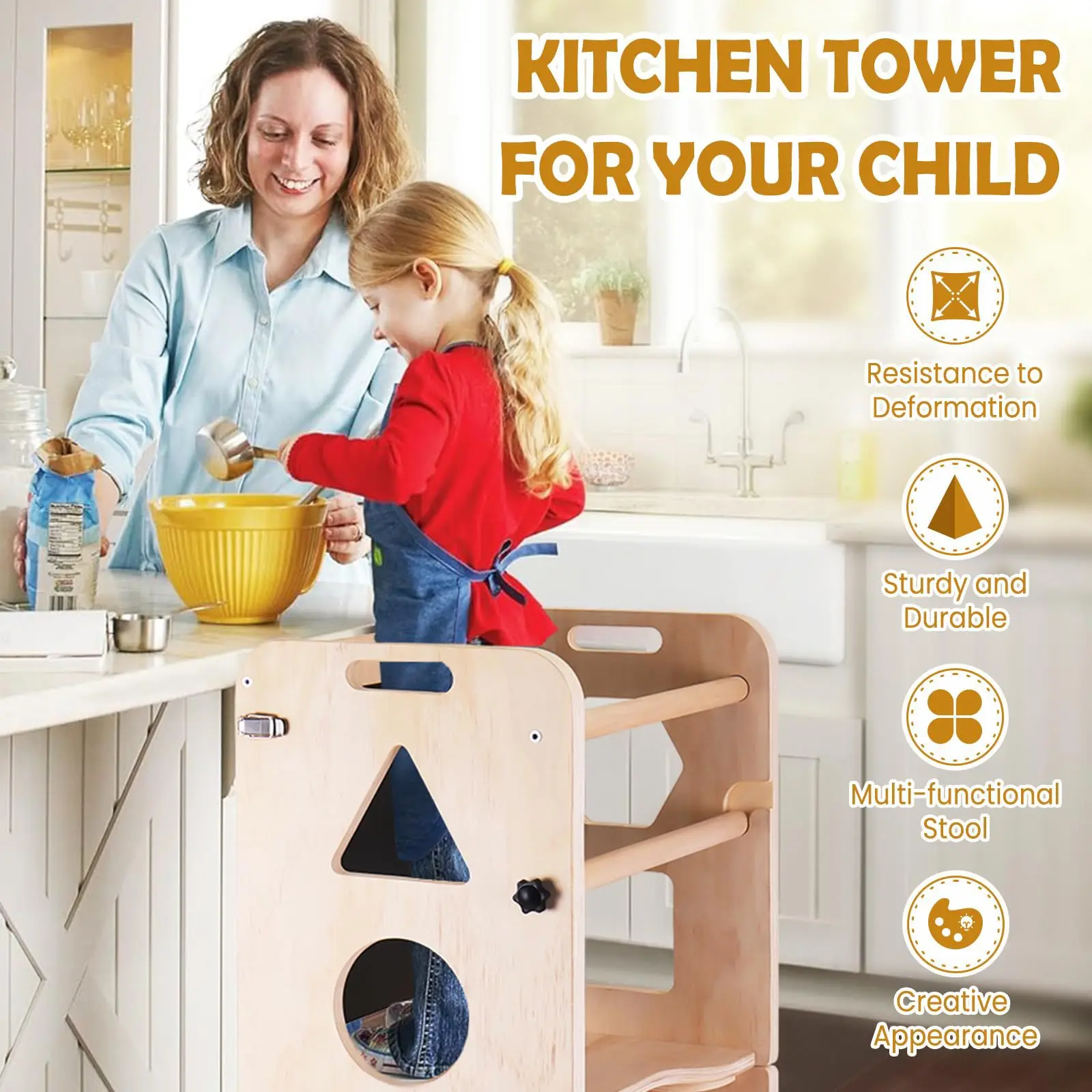 Customise Wooden Montessori Educational Learning Tower Kids Wooden Standing Tower - Image 6