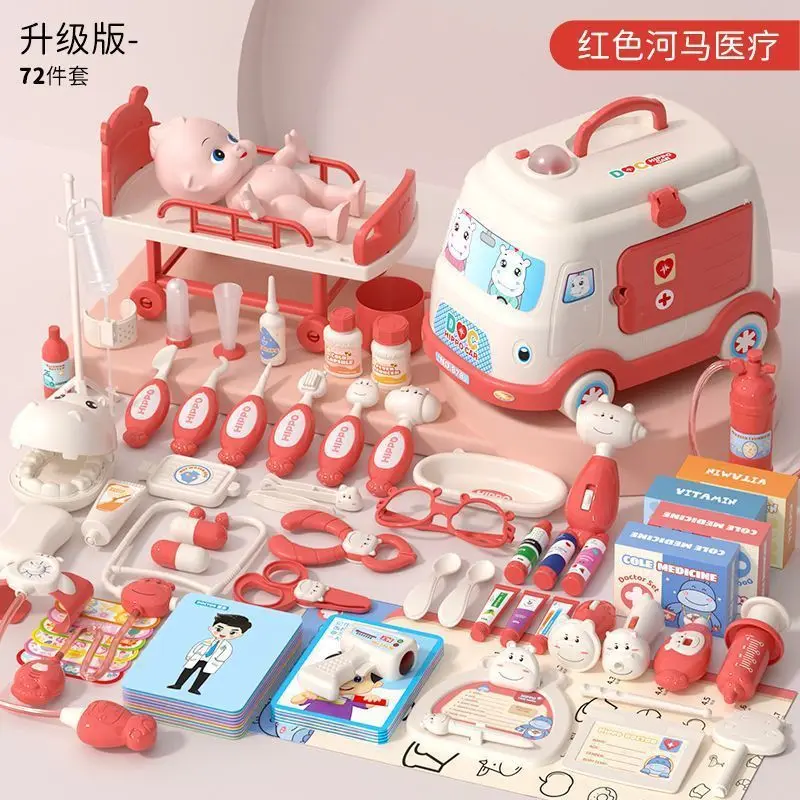 Wholesale Medical Kit with Storage Box Hippo Hot Sale Doctor Pretend Play Set with Light & Sound Dentist Role Play Set for Kids - Image 15