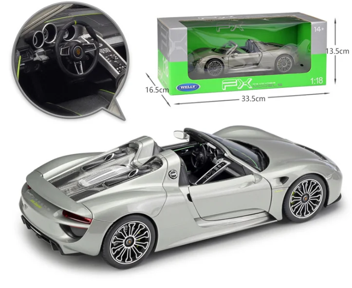 WELLY1: 18 Diecast Model 918 Spyder Roadster Vehicle Simulation Alloy Car Model Collection Decoration - Image 4