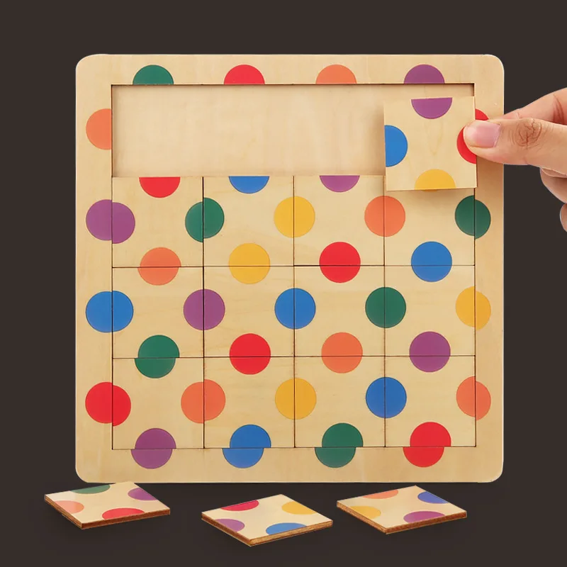 High Quality Pattern Creative Shape Color Cognitive Board Games Building Blocks Children Educational Wooden Puzzle Toys Kids - Image 4