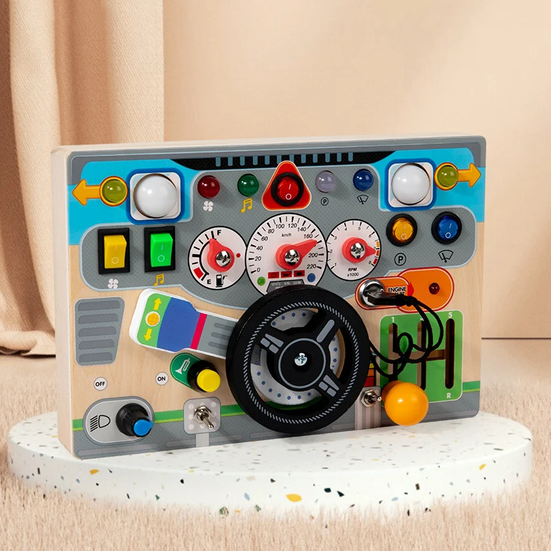 Children Early Educational Montessori Busy Steering Wheel Simulation Driving Experience Driving Fun Wooden Toys - Image 5