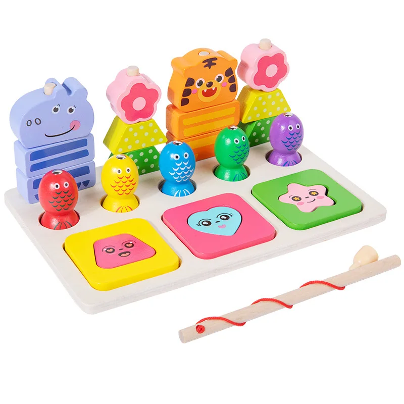 Wooden Montessori Early Learning Fishing Game Baby Shape Block Matching Number Animal Stacking Educational Toy - Image 6