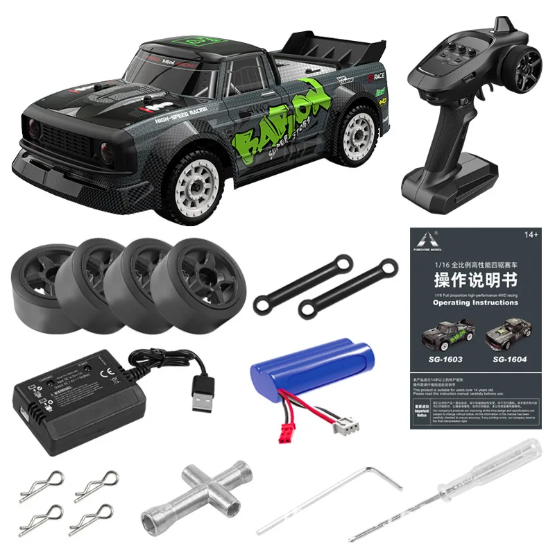 High Quality 1/16 70km/h Scale 4WD Electric High Speed LED Light Remote Control Drift RC Racing Car Toy - Image 9