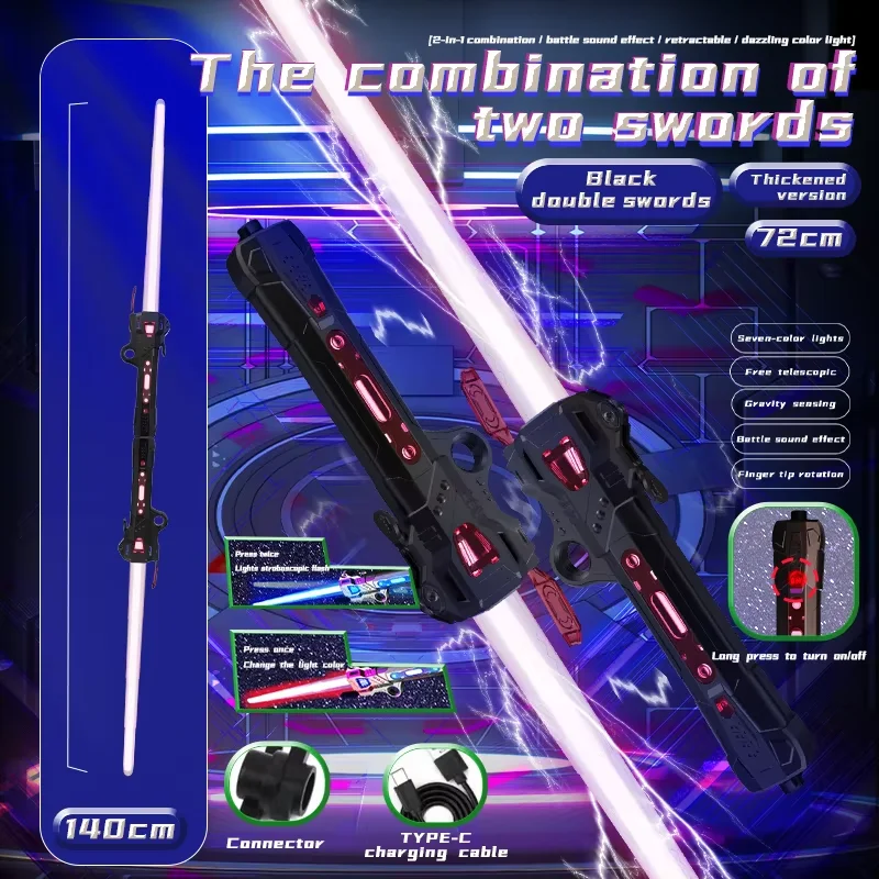 Unisex Children's Simulation Laser Sword Retractable Plastic LED Flashing Knife Planet Toys with Sound for Boys Gift - Image 14