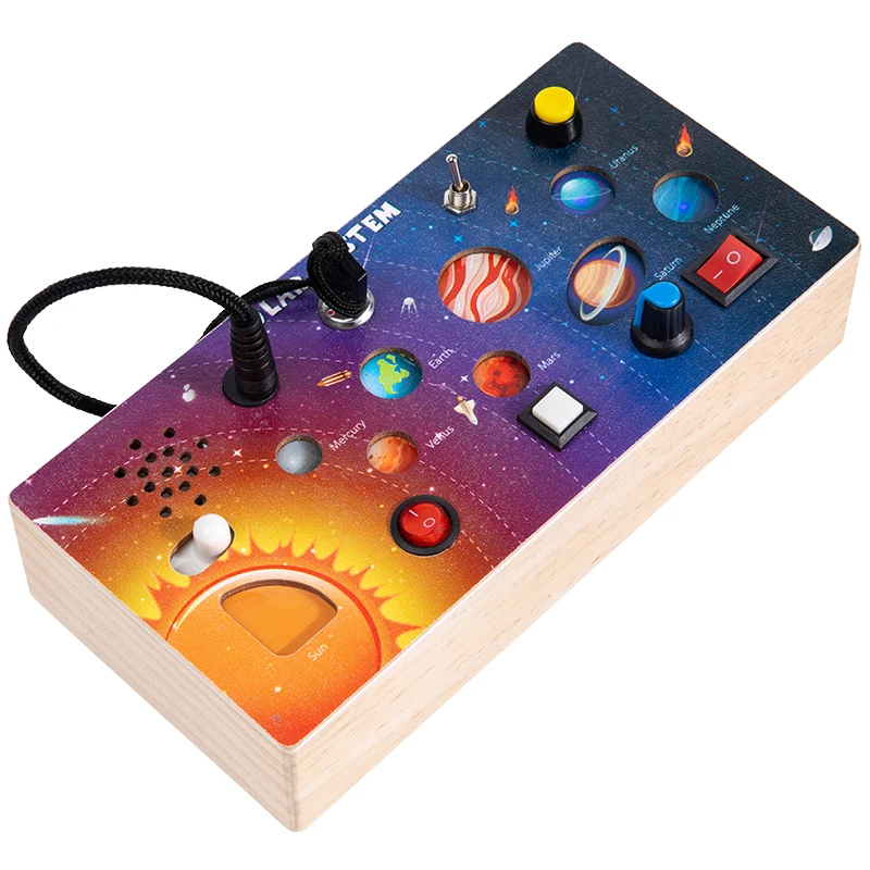 Wooden Space Planet Switch Simulation Busy Board Children's Early Education Educational Toy Montessori - Image 7