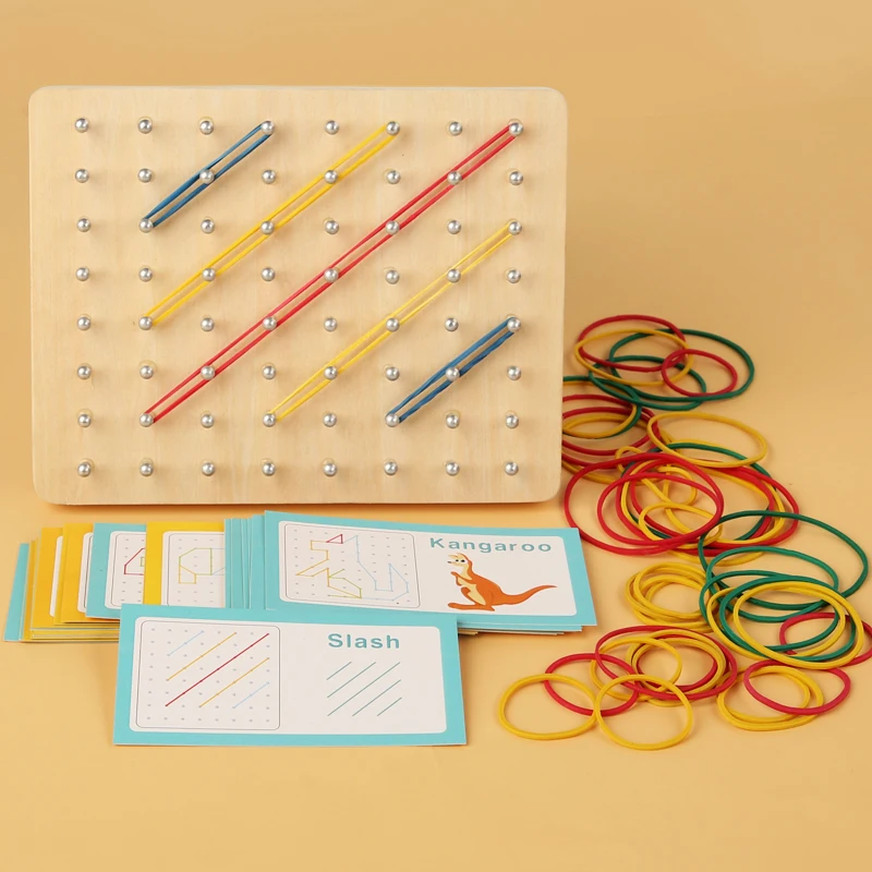 Wooden Montessori Geometric Creative Pegboard Graphic Jigsaw Puzzle Children's Early Education Toy Puzzle Math Game Wood - Image 3